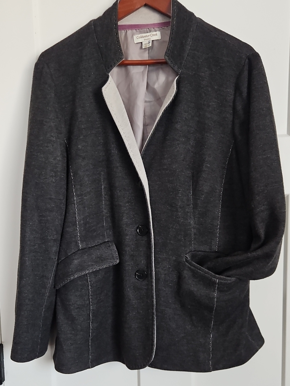 Coldwater Creek Charcoal Gray Knit Blazer Jacket Size L 14-16Coldwater Creek cha